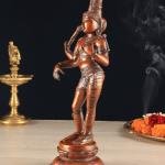 Pure Brass Ardhanarishwara Vintage Sculpture - 12.5" Dark Red Divine Union Statue | Spiritual Home Decor